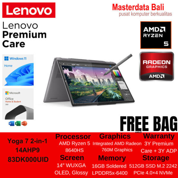 Laptop Lenovo Yoga 7 2in1 R5 8640 16GB 512GB SSD Arctic Grey 83DK000UID - Image 2