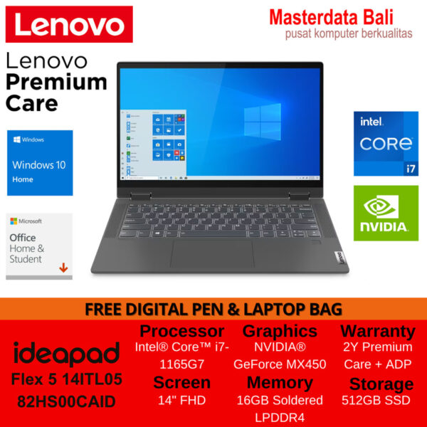 Laptop Lenovo IdeaPad Flex 5 14ITL05 Intel Core i7 MX450 W10HOME + OHS 82HS00CAID