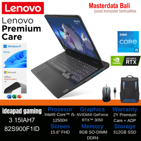 LENOVO IDEAPAD GAMING 3 15IAH7 82S900F1ID - i5-12500H/8G/512G/RTX3050