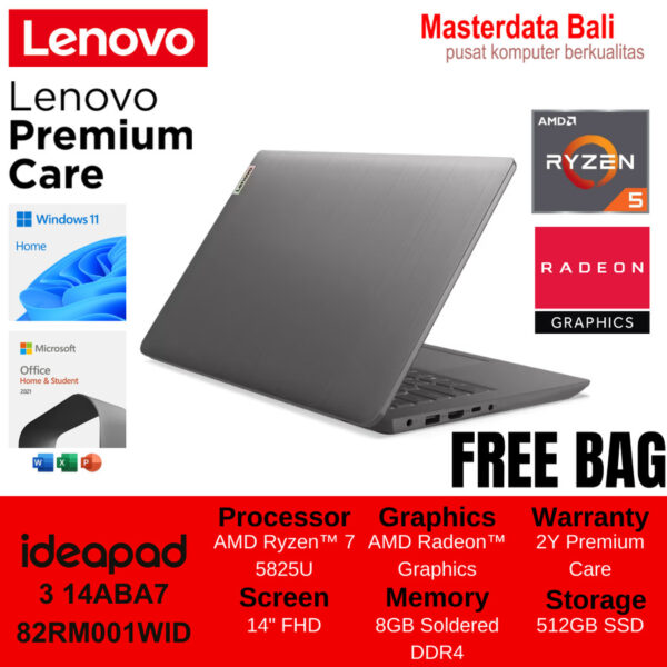 Laptop Lenovo IdeaPad 3 14ABA7 AMD Ryzen 7 14" FHD W11Home + OHS 2021 Arctic Grey 82RM001WID