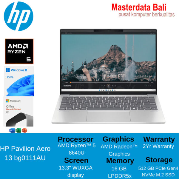 Laptop HP Pavilion Aero 13-bg0111AU AMD Ryzen 5-8640U 16GB 512GB SSD 13.3 WUXGA IPSv