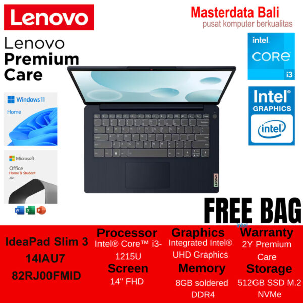 Laptop Lenovo IdeaPad Slim 3 14IAU7 82RJ00FNID/ 82RJ00FMID Core i3-1215U 8GB 512GB SSD 14 FHD Win11 Home Artic Grey/Abyss Blue - Image 2