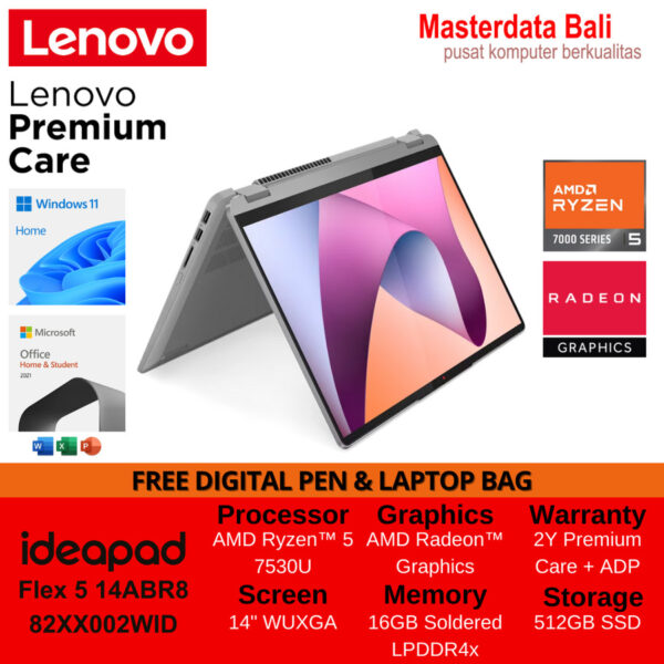 Laptop Lenovo IdeaPad Flex 5 14ABR8 AMD Ryzen 5 14 WUXGA W11HOME + OHS - Arctic Grey 82XX002WID - Image 2