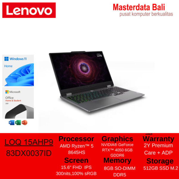 LENOVO LOQ Gaming 5AHP9 Ryzen 5 8645HS 8GB 512GB 4050 W11 83DX0037ID Luna Grey - Image 2