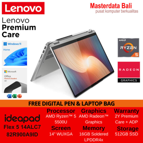 Laptop Lenovo IdeaPad Flex 5 14ALC7 AMD Ryzen 5 14 WUXGA W11Home + OHS 82R900A9ID/ 82R900ABID/82R900AAID