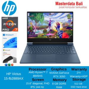Laptop HP Victus 15 fb2889AX Ryzen 7-8845HS/8GB/512GB SSD/RTX3050 6GB/15.6? FHD 144Hz/ Performance Blue
