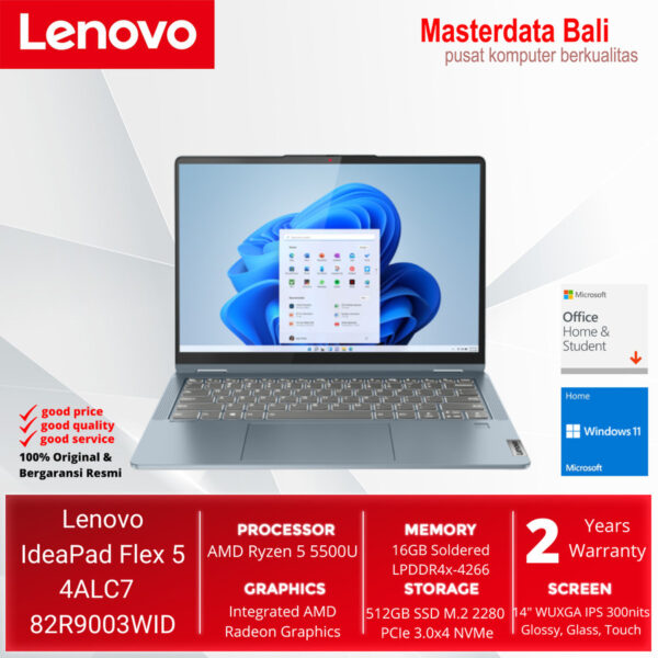 Laptop LENOVO IdeaPad Flex 5 14ALC7 Ryzen 5 5500U 16GB 82R9003WID/ 82R9003YID - Image 2