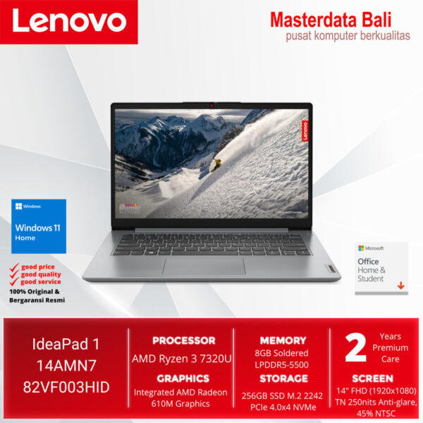 NB LENOVO IdeaPad 1 14AMN7 Ryzen 3 7320U 8GB 256GB W11 82VF003JID Sand/ 82VF003HID Cloud Grey