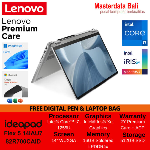 Laptop Lenovo IdeaPad Flex 5 14IAU7 Intel Core i7 14 WUXGA W11H + OHS 82R700CAID - Cloud Grey 82R700CCID - Storm Grey 82R700CBID - Stone Blue