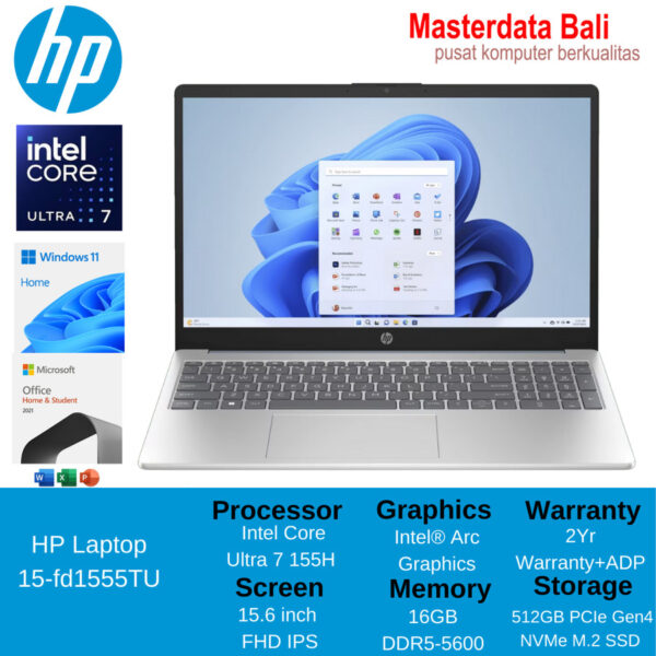 Laptop HP 15-fd1555TU Ultra 7-155H Blue,P/N: 9Y3P0PA#AR6