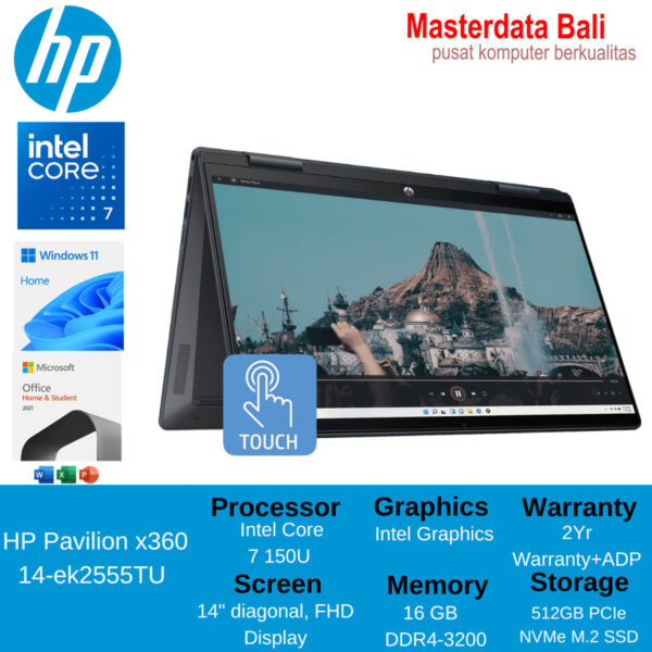 Laptop HP Pavilion x360 14-ek2555TU Core 7-150U 16GB 512GB SSD