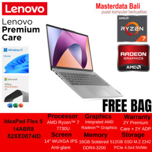 Laptop LENOVO IdeaPad Slim 5 14ABR8-82XE0074ID AMD Ryzen 7 5825U 16GB 512 SSD W11+OHS Cloud Grey