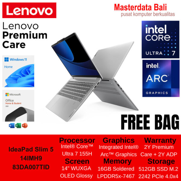 Laptop Lenovo IdeaPad Slim5 14IMH9 U7 OLED Abyss Blue 83DA007SID/ Cloud Grey 83DA007TID - Image 2