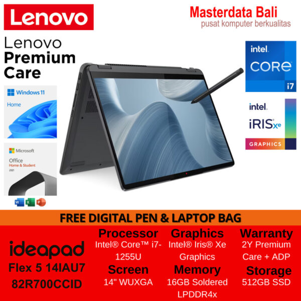 Laptop Lenovo IdeaPad Flex 5 14IAU7 Intel Core i7 14 WUXGA W11H + OHS 82R700CAID - Cloud Grey 82R700CCID - Storm Grey 82R700CBID - Stone Blue - Image 3