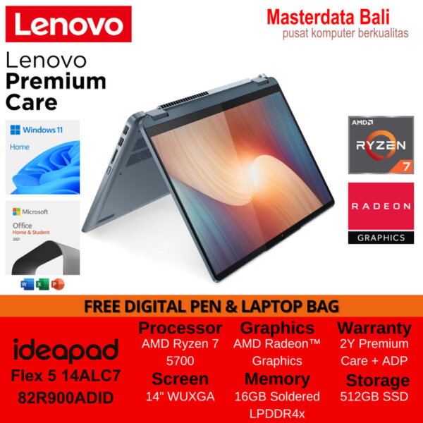 Laptop Lenovo Ideapad Flex 5 14ALC7 AMD Ryzen 7 14 WUXGA W11Home + OHS 82R900ACID Cloud Grey/ 82R900ADID Stone Blue/ 82R9001MID Storm Grey - Image 2