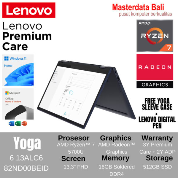 Laptop Lenovo Yoga 6 13ALC6 AMD Ryzen 7 13.3" FHD W11 HOME + OHS 2021 82ND00BEID Abyss Blue