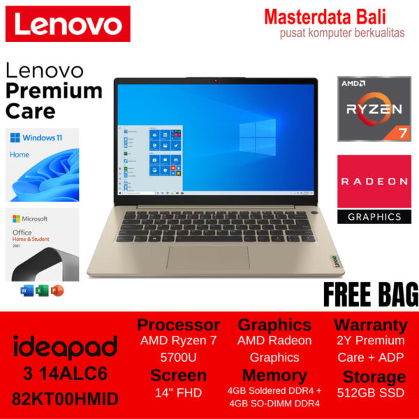 Laptop Lenovo IdeaPad 3 14ALC6 AMD Ryzen 7 14" FHD W11Home + OHS 2021 82KT00HNID Arctic Grey/ 82KT00HMID Sand/82KT00HPID Abbys Blue - Image 3