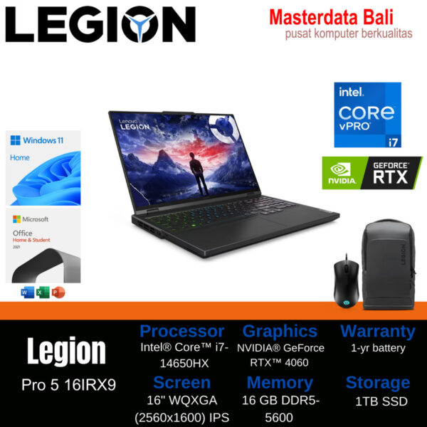 Lenovo Legion Pro5 Intel i7 14650HX 16GB 1TBSSD RTX4060, PN 83DF003LID