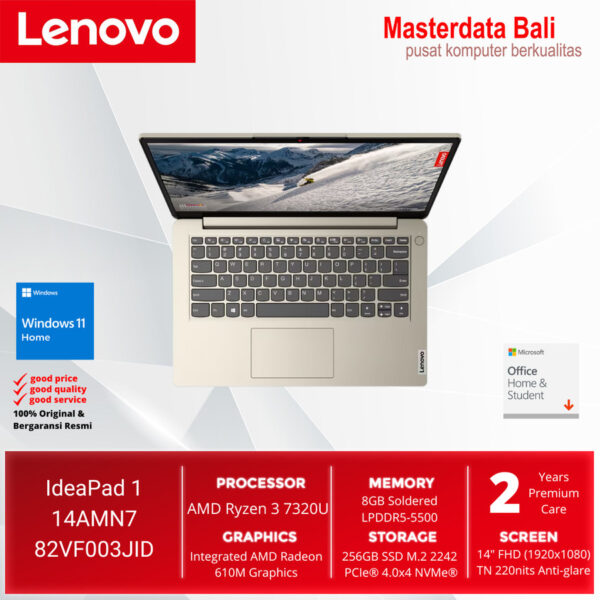 NB LENOVO IdeaPad 1 14AMN7 Ryzen 3 7320U 8GB 256GB W11 82VF003JID Sand/ 82VF003HID Cloud Grey - Image 2