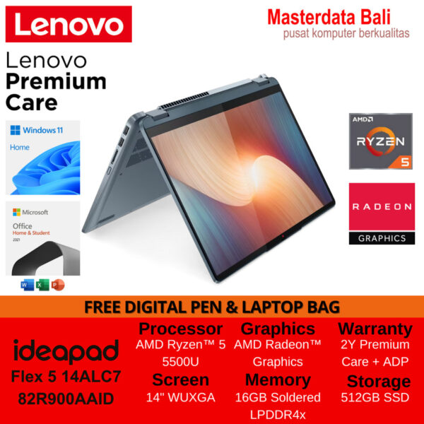 Laptop Lenovo IdeaPad Flex 5 14ALC7 AMD Ryzen 5 14 WUXGA W11Home + OHS 82R900A9ID/ 82R900ABID/82R900AAID - Image 3