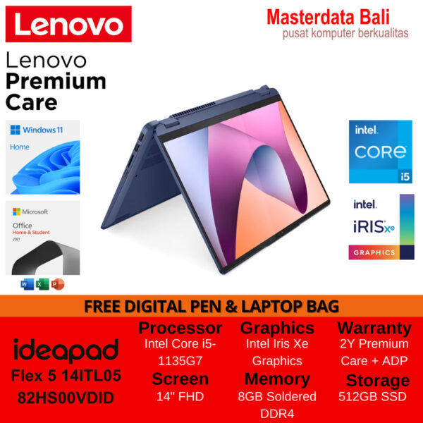 Laptop Lenovo IdeaPad Flex 5 14ITL05 Intel Core i5 14 FHD W11HOME OHS 82HS00VDID