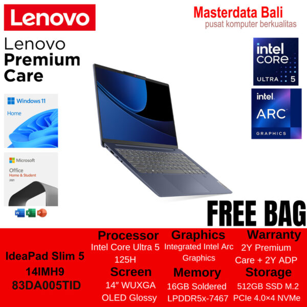 Laptop Lenovo IdeaPad Slim 5 14IMH9 U5 OLED Abyss Blue, P/N : 83DA005TID