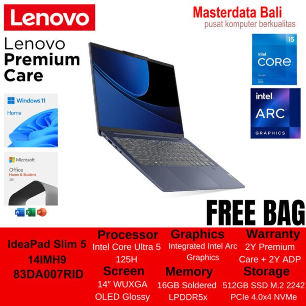 Laptop Lenovo IdeaPad Slim5 14IMH9 U5 OLED Abyss Blue: 83DA007RID/ Cloud Grey: 83DA007QID - Image 2