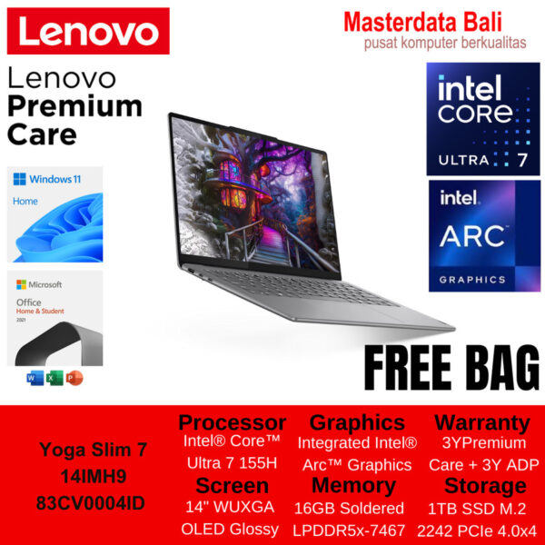 Laptop Lenovo Yoga Slim 7 14IMH9-83CV0004ID U7 Luna Grey