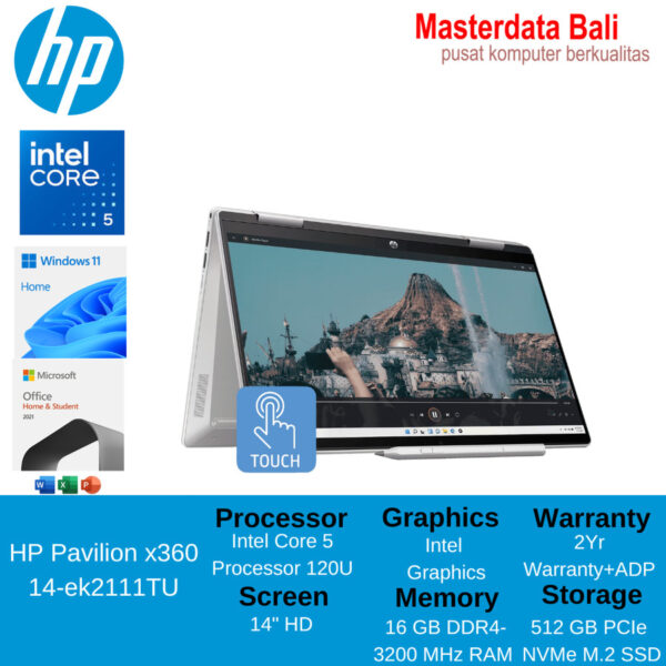 Laptop HP Pavilion x360 14-ek2111TU /Core 5-120U/16GB/512GB SSD