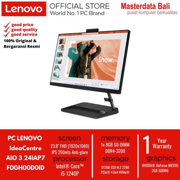 Lenovo AIO 3 24IAP7 F0GH00D0ID I5 1240P , 8GB , 512GB SSD, MX550 2GB