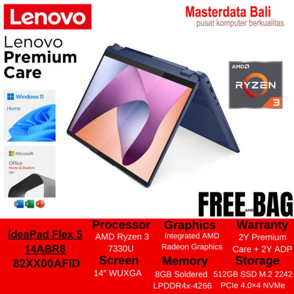 Laptop Lenovo Flex 5 R3-7330U/8GB/512 SSD/W11/OHS 2021-82XX00AHID Stone Blue/ 82XX00AFID Abbys Blue