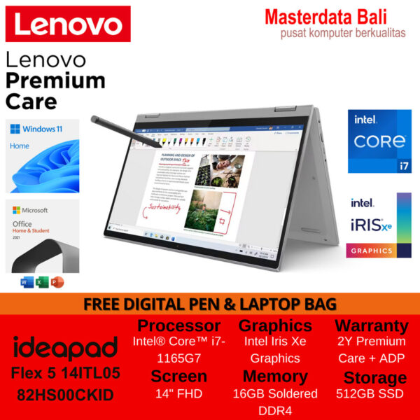 Laptop Lenovo IdeaPad Flex 5 14ITL05 Intel Core i7 14 FHD W11HOME+OHS 82HS00CJID Abbys Blue/82HS00CKID Platinum Grey