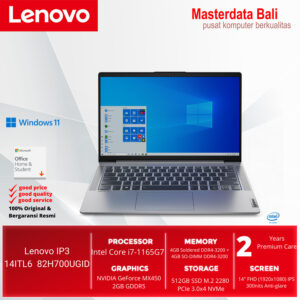 Laptop Lenovo IdeaPad Slim 3i 14ITL6 /Core i7-1165G7/8GB/512GB SSD/VGA MX450 2GB/14″/Win 11 Home+OHS 2021/82H700UGID Arctic Grey