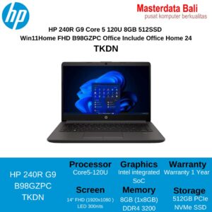 Laptop HP 240R TKDN G9 Core 5 120U 8GB 512SSD  Win11Home FHD B98GZPC Office Include Office Home 24
