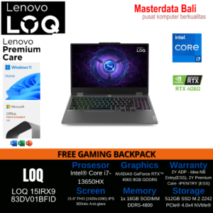 Lenovo LOQ 15IRX9 BFID Intel Core i7-13650HX 16GB SSD 512GB 15.6″ RTX4060 W11+OH2024+M365