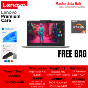 Laptop Lenovo Yoga 7 14AHP9 AKID Touch 2in1 – Arctic Grey [Ryzen 5 8640HS-16GB-SSD 512GB-14″WUXGA-W11+OHS2024+M365]