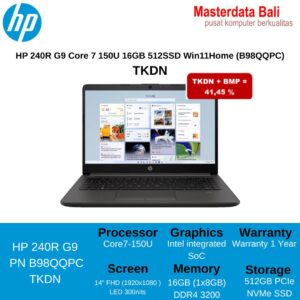 Laptop TKDN HP 240R G9 Core 7 150U 16GB 512SSD Win11Home (B98QQPC)