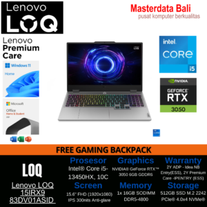 Laptop Lenovo LOQ 15IRX9 ASID Intel Core i5-13450HX 16GB SSD 512GB 15.6″ RTX3050 W11+OH2024+M365