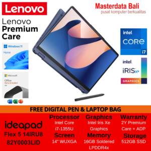 Laptop Lenovo FLEX 5-14IRU8 (82Y0003LID) ABBYS BLUE : INTEL CI7-1355U,16GB DDR4-4266,512GB SSD,14" WUXGA FHD IPS TOUCHSCREEN,WIND11+OHS2021,DIGITAL PEN