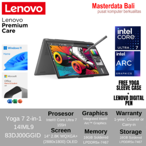 Laptop Lenovo Yoga 7 14IML9 GGID Touch 2in1 Intel Core Ultra 7 155H 16GB SSD 1TB 14 W11+OH2024+M365