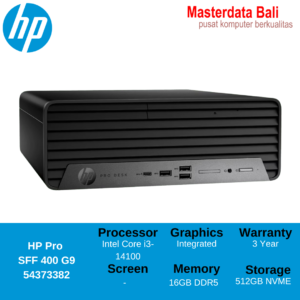 PC Desktop HP Pro SFF 400 G9 Intel Core i3 16GB 512GB Window 11 Pro 3 Year Warranty (no monitor) 54373382