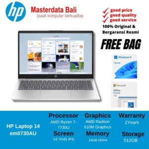 HP 14-em0730AU - BP0S5PA /AMD Ryzen 7-7730U/16GB/512GB SSD/AMD Radeon Graphics/14" FHD/Win 11 Home+OH24+M365/Silver/2Y