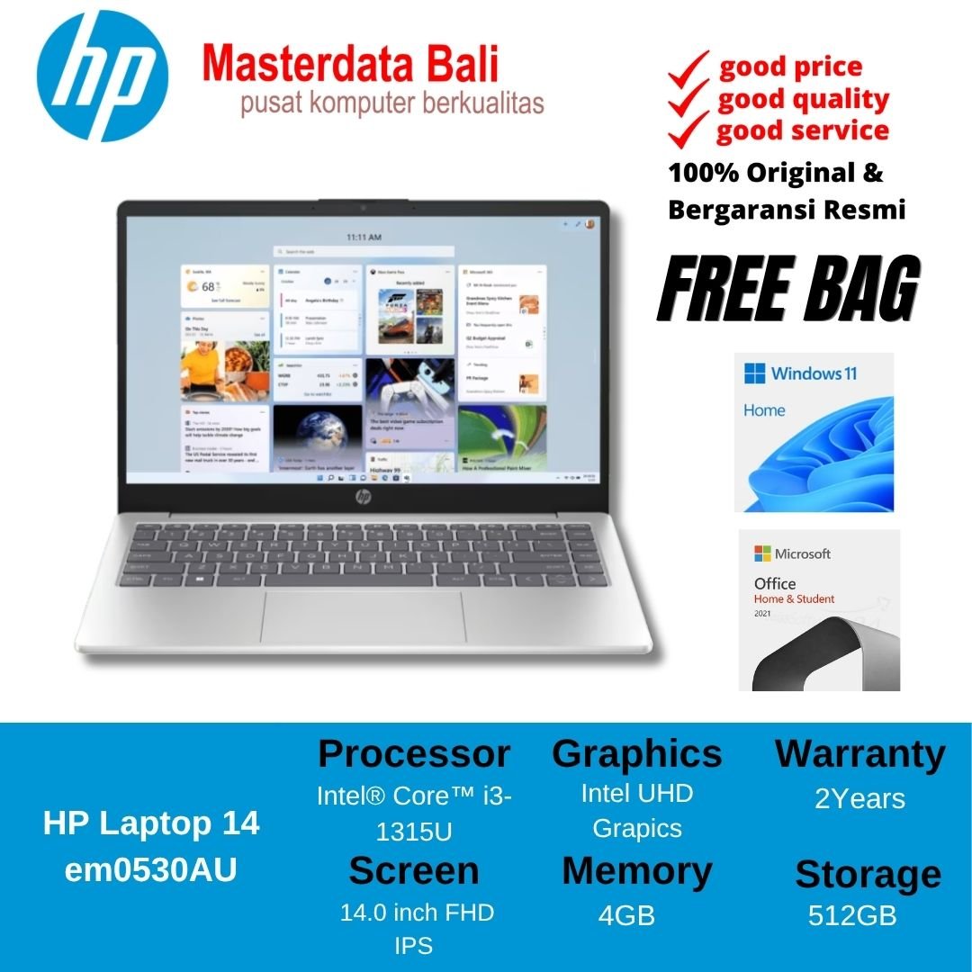 HP 14-ep0321TU - BD0Y7PA /Intel Core i3-1315U/8GB/512GB SSD/Intel UHD Graphics/14″ FHD/Win 11 Home+OH24+M365/Silver/2Y